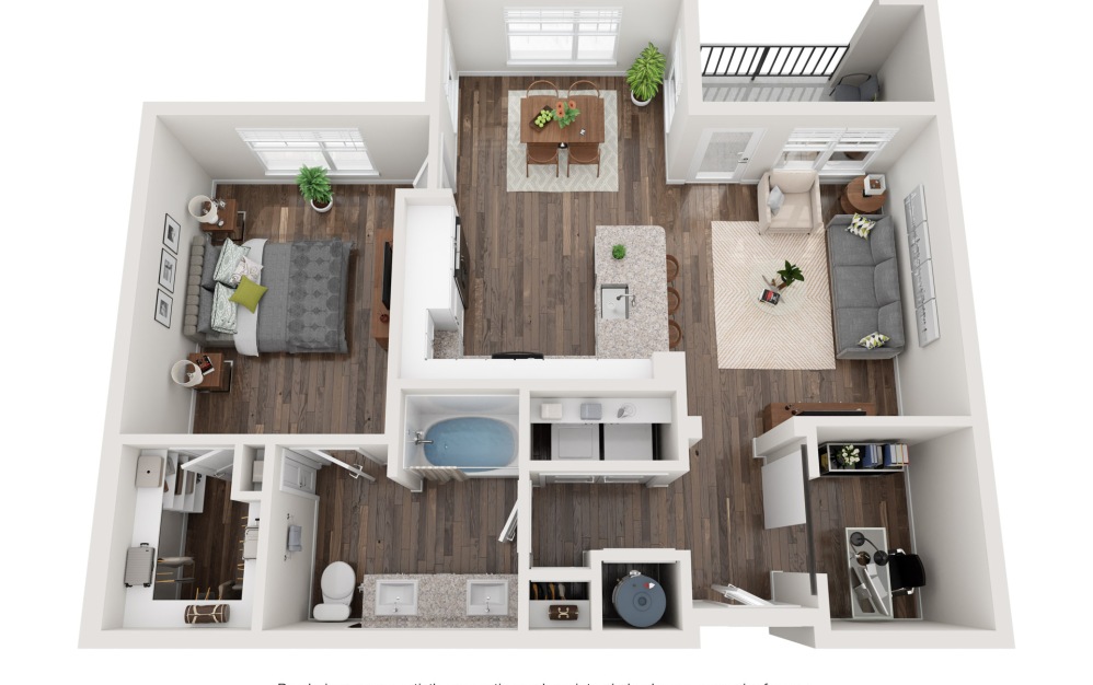 A5 - 1 bedroom floorplan layout with 1 bathroom and 948 square feet