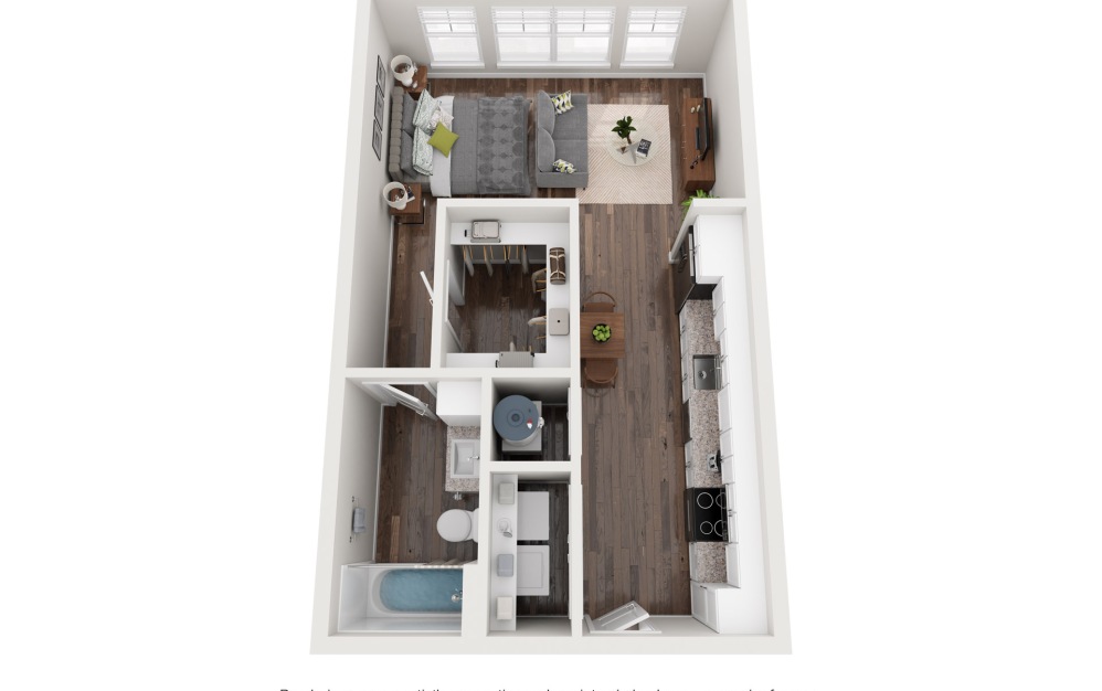 S1 - Studio floorplan layout with 1 bathroom and 524 square feet